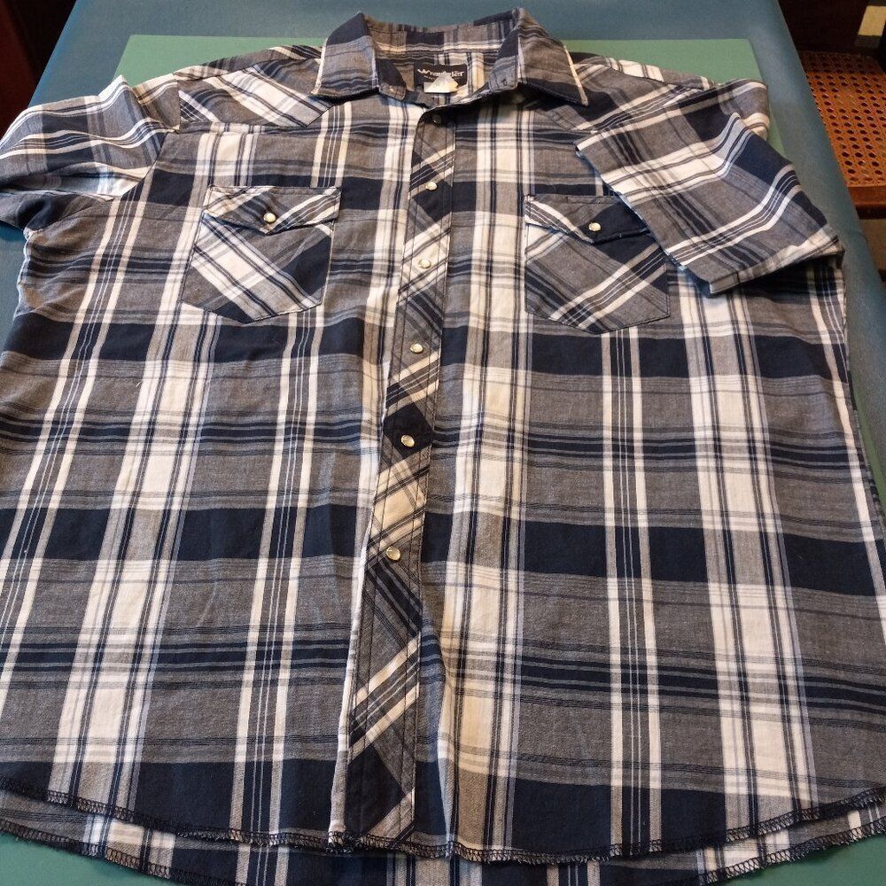 Wrangler Western Shirt Men's XL Pearl Snap Short Sleeve Two Front Pockets